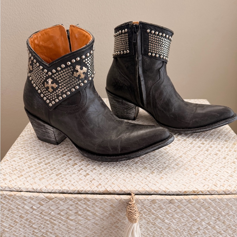 Black Studded Ankle Boots - Picture 3 of 8